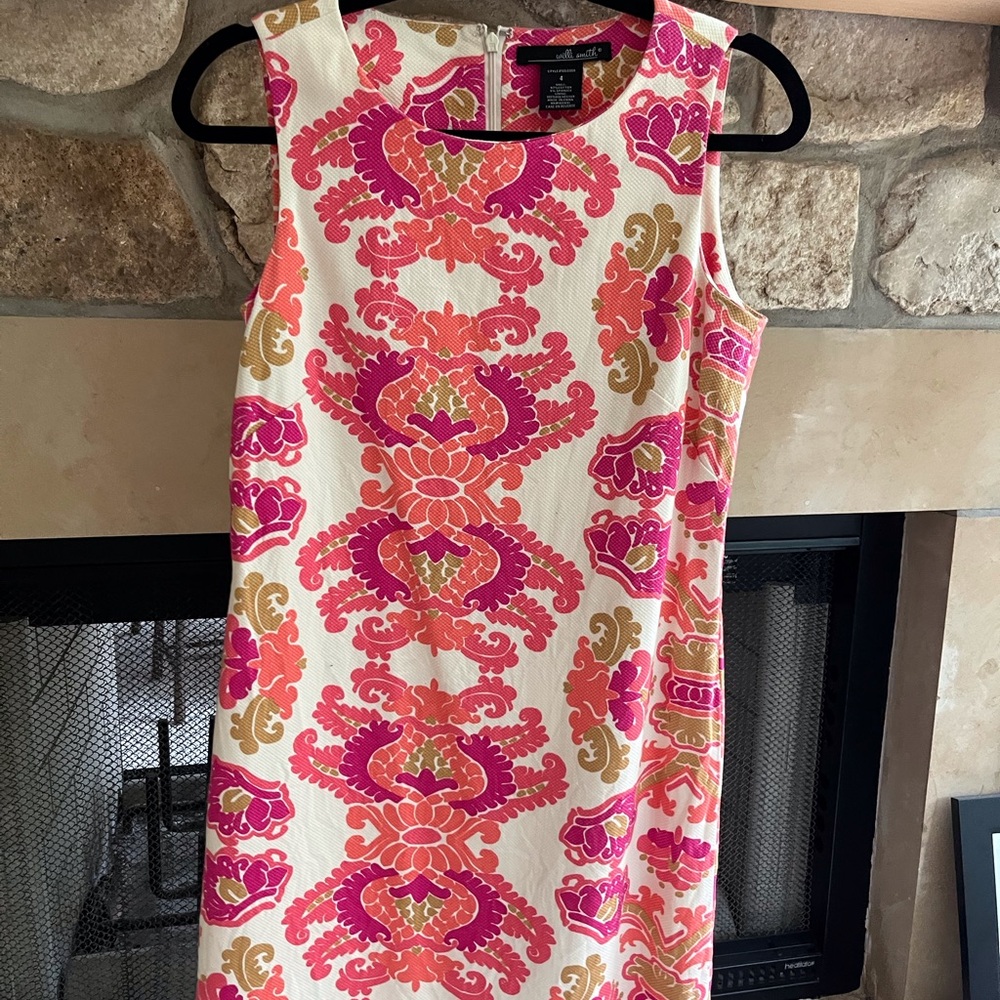 Willi Smith Pink and Orange Patterned Mini Dress